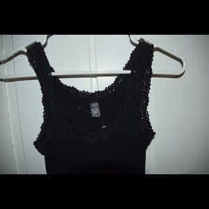 Black Banana Republic tank with lace trim